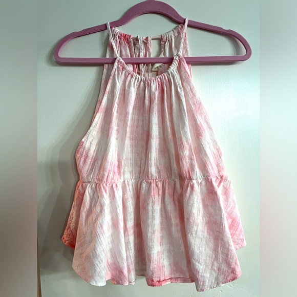 Boho Pink & White Gauze Open Back Tank - Medium - Picture 1 of 10